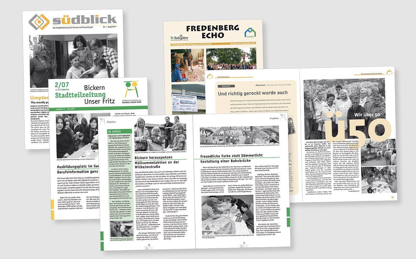 Stadtteilzeitungen für Herne-Bickern, Gladbeck-Brauck und Salzgitter-Fredenberg in DIN A4
